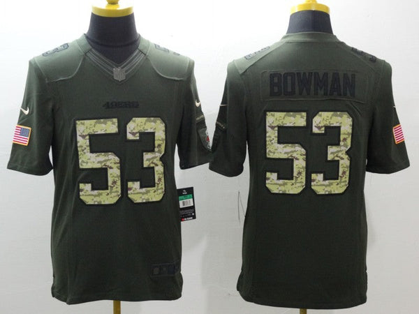 Men's San Francisco 49ers Navoro Bowman #53 Army Green Game Jersey