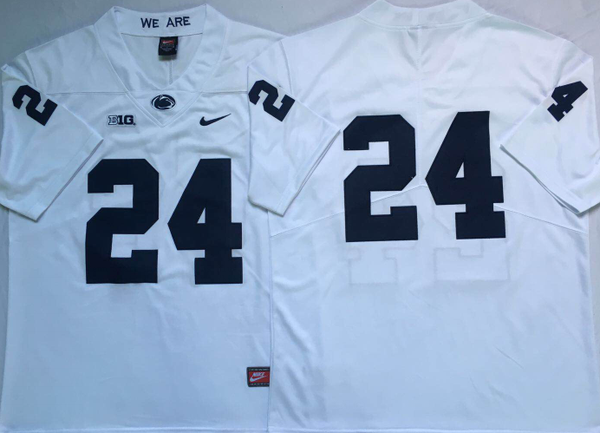 Men's Penn State Nittany Lions NCAA #24 White Team Football Jersey