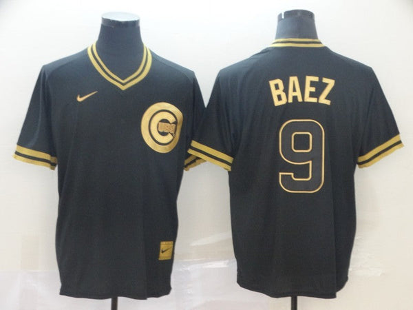 Men's Chicago Cubs Javier Baez #9 Black Replica Player Jersey