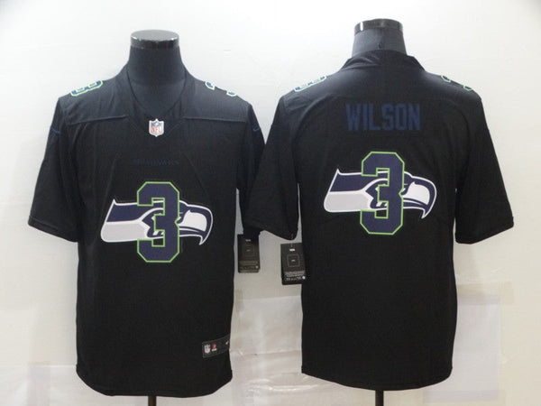 Men's Seattle Seahawks #3 Russell Wilson Black Authentic Game Player Jersey