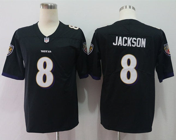 Men's Baltimore Ravens Lamar Jackson #8 Black Game Jersey