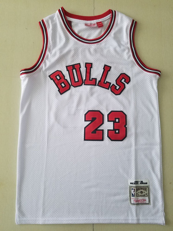 Men's Chicago Bulls Michael Jordan White 1984-85 Hardwood Classics Jersey