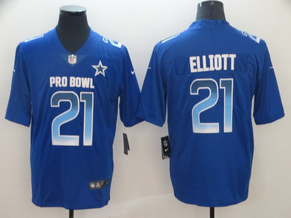 Men's Dallas Cowboys Ezekiel Elliott #21 Blue All Star Game Jersey