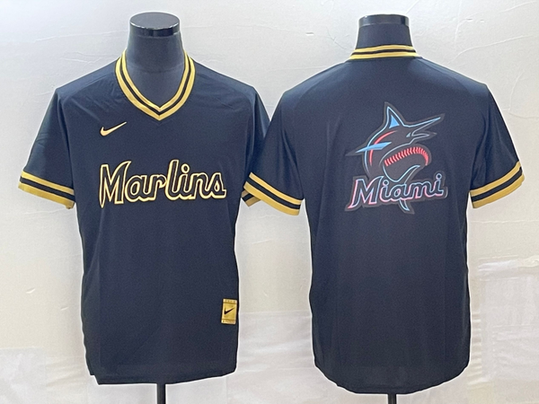 Men's Miami Marlins Black Replica Team Jersey