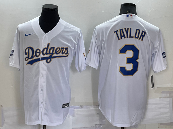 Men's Los Angeles Dodgers Chris Taylor #3 White Stitched Jersey