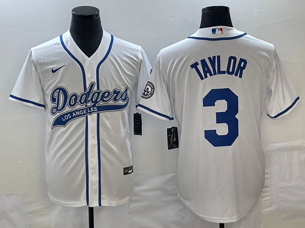 Men's Los Angeles Dodgers Chris Taylor #3 White Player Jersey Joint Edition