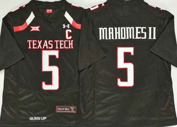 Men's Texas Tech Red Raiders Patrick Mahomes #5 Black Player Game Jersey