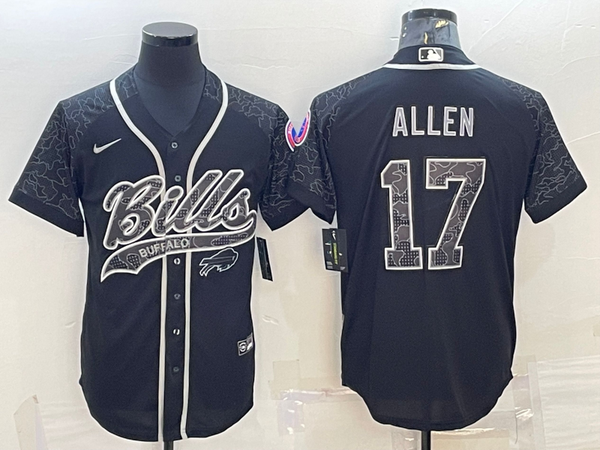 Men's Buffalo Bills Josh Allen #17 Black RFLCTV Limited Jersey Joint Edition