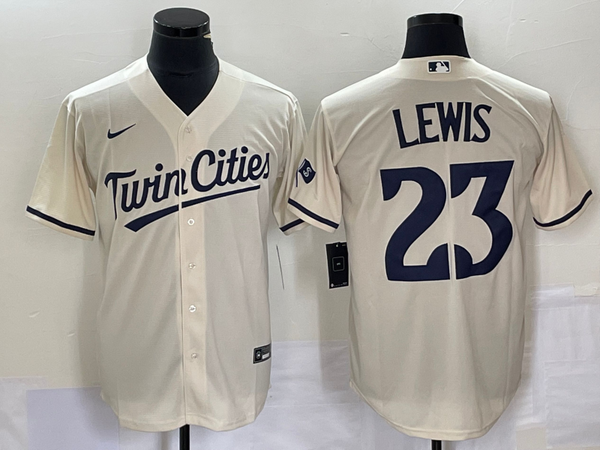 Men's Minnesota Twins Royce Lewis #23 Beige Alternate Replica Player Jersey