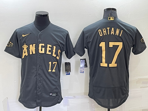 Men's Los Angeles Angels Shohei Ohtani #17 Gray Fashion Stitched Jersey