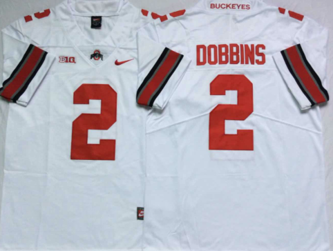 Men's Ohio State Buckeyes JK Dobbins #2 White Player Game Jersey