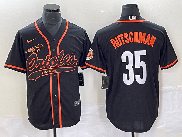 Men's Baltimore Orioles Adley Rutschman #35 Black Replica Jersey Joint Edition