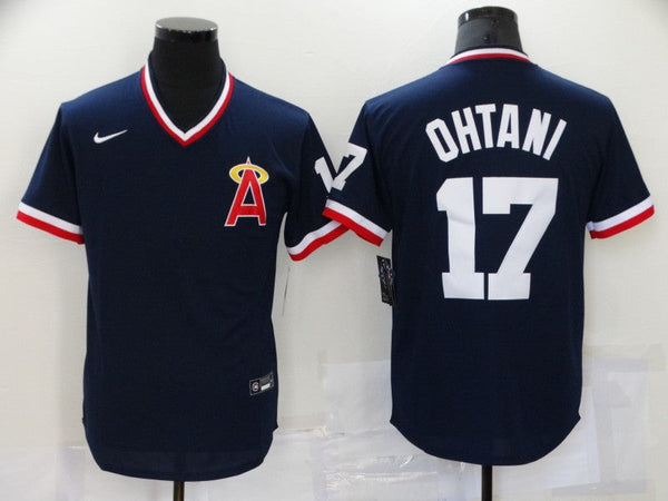 Men's Los Angeles Angels Shohei Ohtani #17 Navy Printed Baseball Jersey