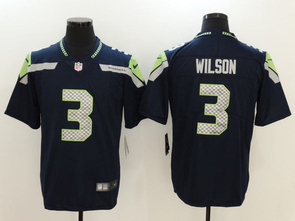 Mens Seattle Seahawks #3 Russell Wilson Navy Game Jersey