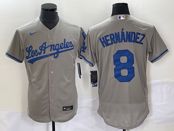 Men's Los Angeles Dodgers Kike Hernandez #8 Gray Replica Game Jersey