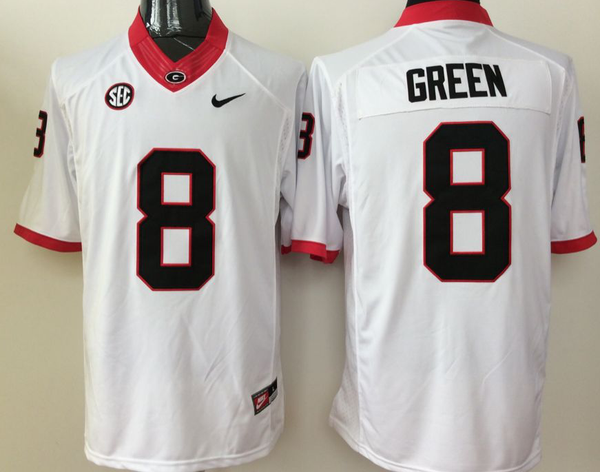 Men's Georgia Bulldogs A.J. Green #8 White Player Game Jersey