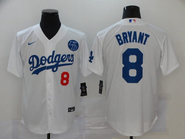 Men's Los Angeles Dodgers Kobe Bryant #8 White Replica Baseball Jersey