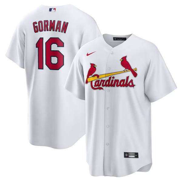 Men's St. Louis Cardinals Nolan Gorman #16 White Home Replica Jersey