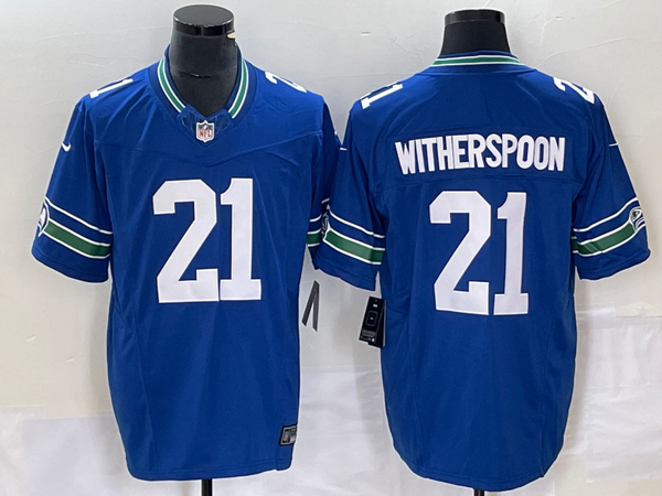 Men's Seattle Seahawks Devon Witherspoon #21 Royal Throwback Legend Player Jersey