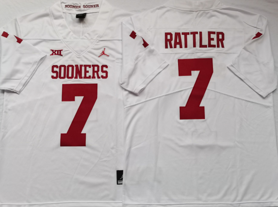 Men's Oklahoma Sooners Spencer Rattler #7 White Player Game Jersey