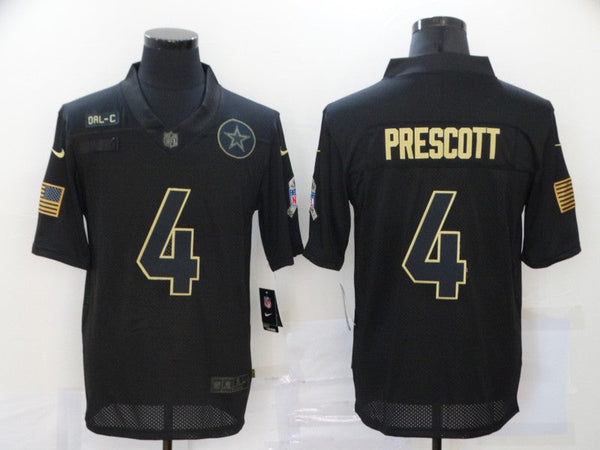 Men's Dallas Cowboys Dak Prescott Black 2020 Salute To Service Limited Jersey