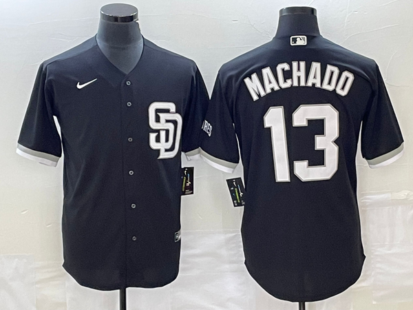 Men's San Diego Padres Manny Machado #13 Black Replica Player Jersey