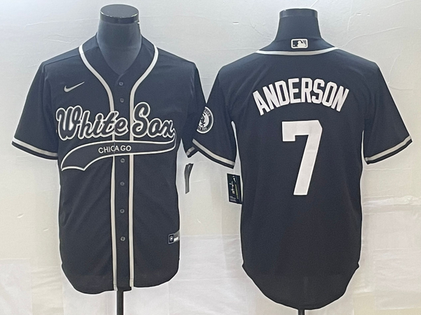 Men's Chicago White Sox Tim Anderson #7 Black Replica Player Jersey Joint Edition