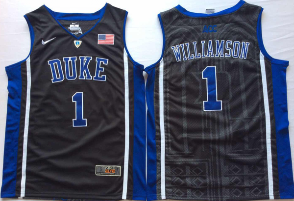 Men's Duke Blue Devils Zion Williamson #1 Black Player Game Jersey