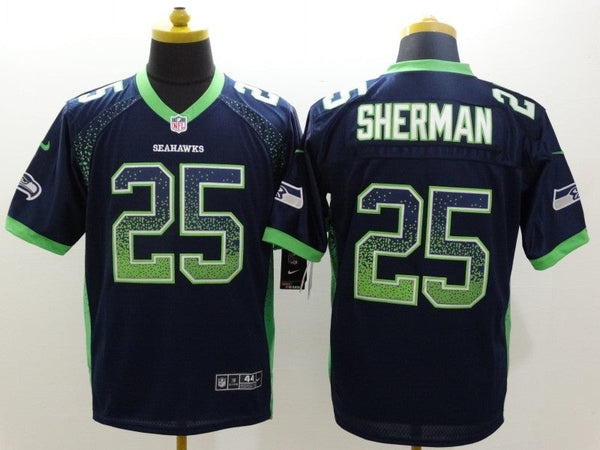 Men's Seattle Seahawks Richard Sherman #25 Navy Game Jersey