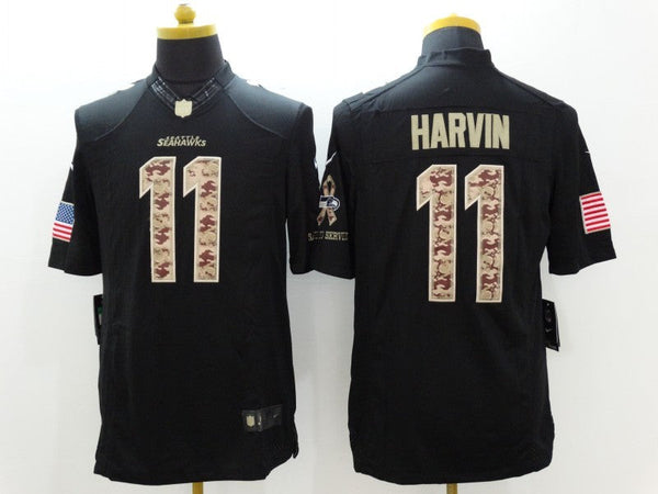 Men's Seattle Seahawks Percy Harvin #11 Black Game Jersey