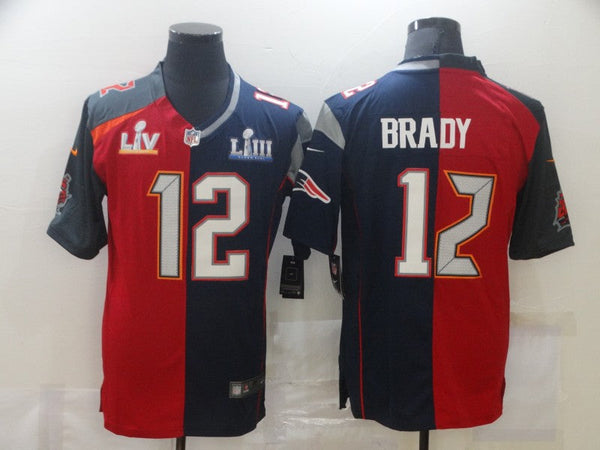 Men's New England Patriots Tom Brady #12 Red/Navy Game Jersey