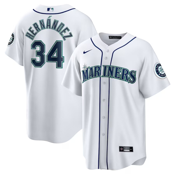 Men's Seattle Mariners Felix Hernandez #34 White 2023 Hall of Fame Home Replica Player Jersey