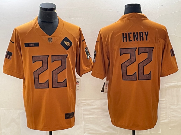 Men's Tennessee Titans Derrick Henry #22 Brown 2023 Salute To Service Limited Jersey