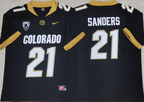 Men's Colorado Buffaloes Shilo Sanders #21 Black Player Game Jersey