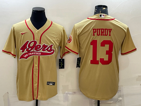 Men's San Francisco 49ers Brock Purdy #13 Gold Game Jersey Joint Edition