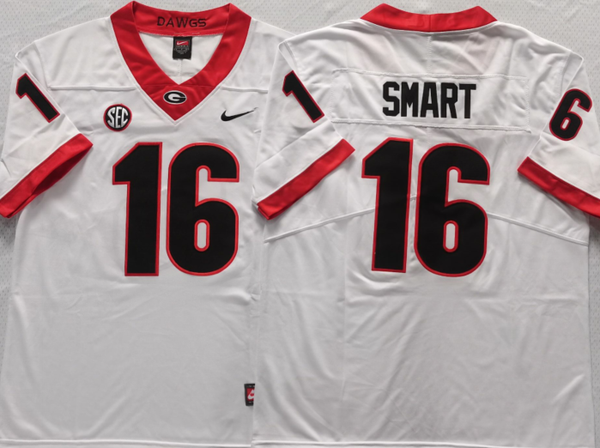 Men's Georgia Bulldogs Kirby Smart #16 White Player Game Jersey