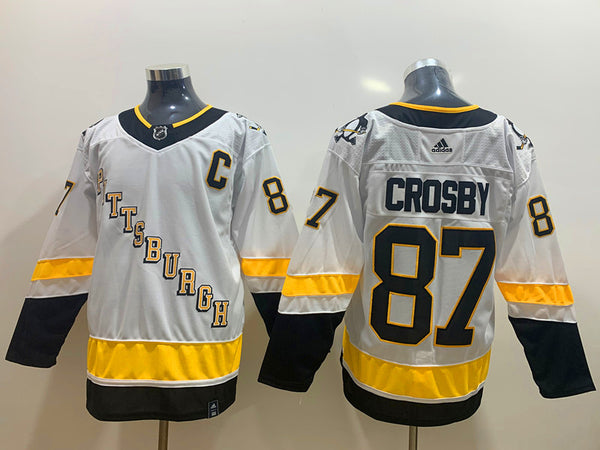 Men's Pittsburgh Penguins sidney crosby  #87 White Replica Player Jersey