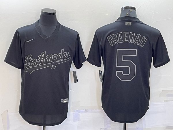 Men's Los Angeles Dodgers Freddie Freeman #5 Black Authentic Game Jersey