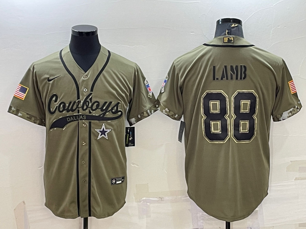 Men's Dallas Cowboys CeeDee Lamb #88 Olive 2022 Salute To Service Limited Jersey Joint Edition