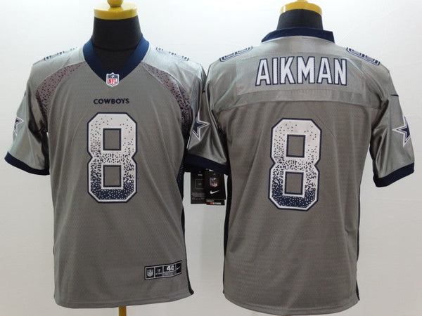 Men's Dallas Cowboys Troy Aikman #8 Gray Game Jersey