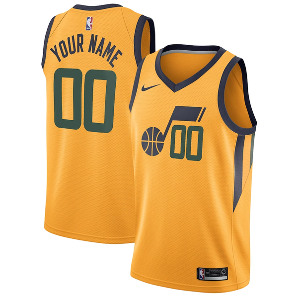 Men's Utah Jazz Yellow Swingman Custom Jersey - Statement Edition