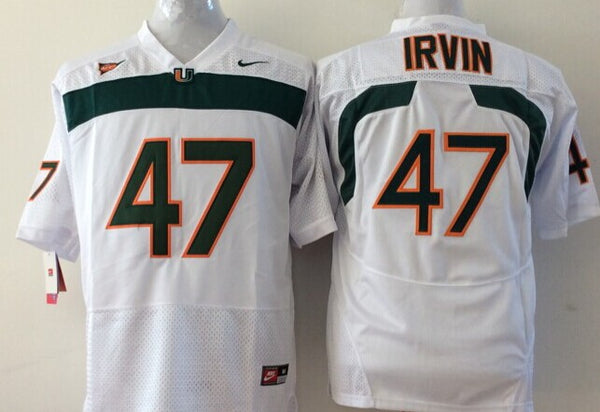 Men's Miami Hurricanes Michael Irvin #47 White Team Football Jersey