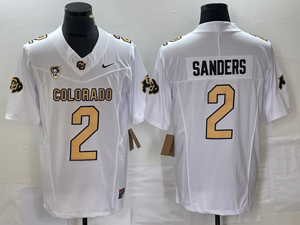 Men's Colorado Buffaloes Shedeur Sanders #2 White Player Game Jersey