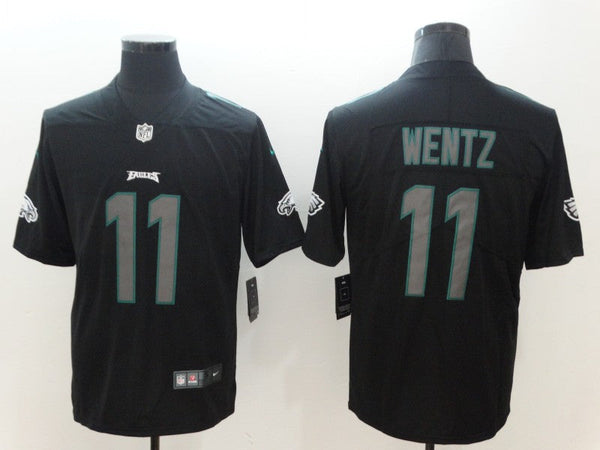 Men's Philadelphia Eagles #11 Carson Wentz Black Team Game Jersey