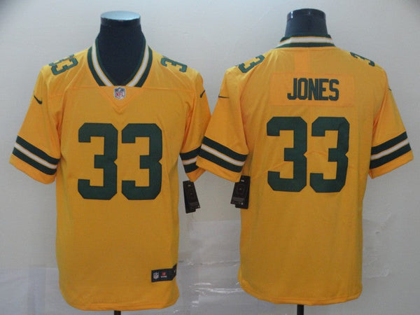 Men's Green Bay Packers Aaron Jones #33 Yellow Inverted Legend Jersey