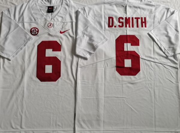 Men's Alabama Crimson Tide Devonta Smith #6 White Player Game Jersey