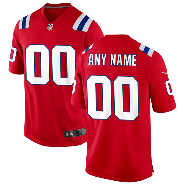 Custom New England Patriots Red Alternate Jersey