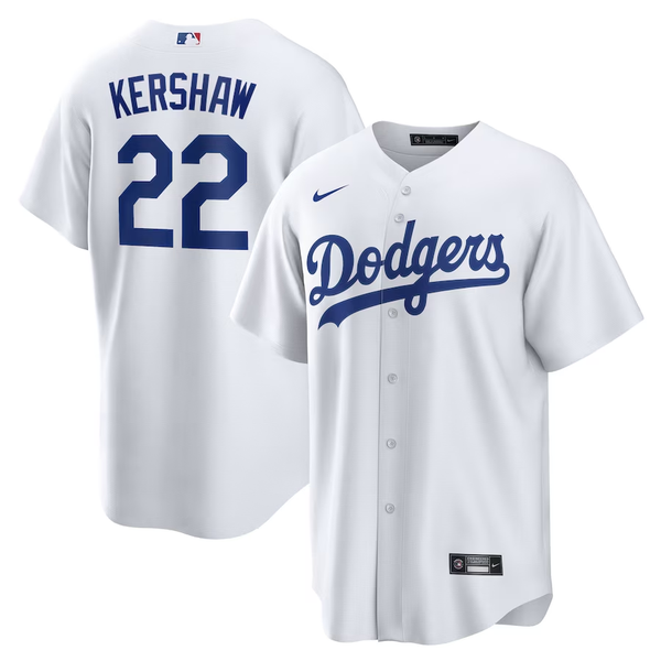 Men's Los Angeles Dodgers Clayton Kershaw #22 White Home Replica Player Jersey