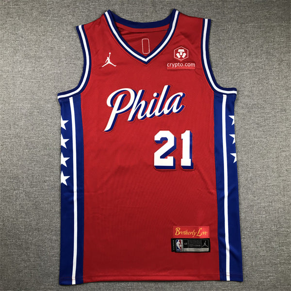 Men's Philadelphia 76ers Joel Embiid #21 NBA Red Replica Jersey