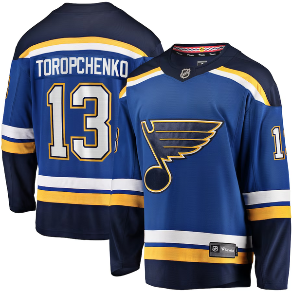 Men's St. Louis Blues Alexey Toropchenko #13 Blue Home Breakaway Jersey